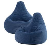 icon Dalton Cord Adult Bean Bag Chair, Set of 2 in Blue | Size: Medium ICON Blue Medium