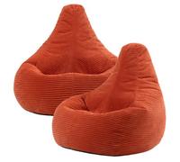 icon Dalton Cord Adult Bean Bag Chair, Set of 2 in Terracotta | Size: Medium ICON Terracotta Medium