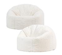 2 Pack Icon Kids Kingston Teddy Berber Fleece Classic Dome Bean Bag, Natural