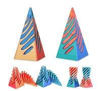 2-Pack Impossible Pyramid Fidget Toy 3D Printed Spiral Cone Stress Relief Desk Toy Creative Gift for Christmas and Birthday(Red and Green)