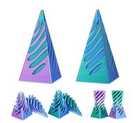 2-Pack Impossible Pyramid Fidget Toy 3D Printed Spiral Cone Stress Relief Desk Toy Creative Gift for Christmas and Birthday(Purple and Green)