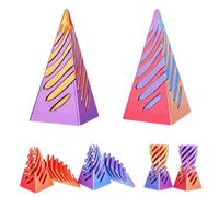 2-Pack Impossible Pyramid Fidget Toy 3D Printed Spiral Cone Stress Relief Desk Toy Creative Gift for Christmas and Birthday(Red and Purple)