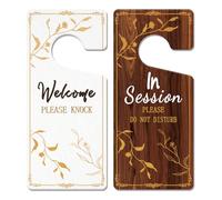 2 Pack In Session Door Sign for Therapists Please Do Not Disturb Door Sign for Office Massage Treatment Consultation PVC Welcome Please Knock Plaque 9x4 In