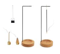 2 Pack Incense Holder Wooden, Upside Down Incense Stick Holders Burner with 2 Nine-Hole Insensé Holder and Cleaning Brush, Ash Catcher, Accessories for Home, Yoga, Tea Ceremonies, Meditation