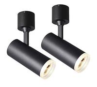 2-Pack Indoor LED Ceiling Spot Light - Black Spotlight for Gallery Museum - Surface Mounted 360 ° Angle Adjustable COB Wall Lighing/Accent Lamp Fittings