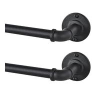 2 Pack Industrial Curtain Rods for Windows 28 to 48 Inches, Blackout Wrap Around Curtain Rod, for Indoor and Outdoor, 5/8 Inch Diameter, 33 to 45 Inches, Black