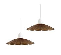 2 Pack Industrial Metal Umbrella Brushed Copper Lampshades 22cm Easy Fit