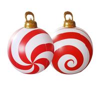 2 Pack Inflatable Christmas Baubles 24" PVC Outdoor Christmas Decorations Ball Large Xmas Inflatable Ball Ornaments for Xmas Themed Yard Lawn Porch Holiday Party Decor (#03)