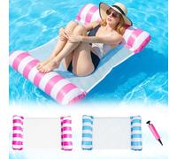 2 Pack Inflatable Pool Floats, 2-Tube Swimming Pool Float Raft for Adults, Water Lounge Mattress Beach Floating Bed for Summer Pool Party（PINK&BLUE）