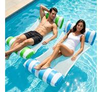 2 Pack Inflatable Pool Floats, 4 In 1 Inflatable Pool Floats Hammock, Swimming Pool Floats Hammock with Inflatable Tanning Pool Water Hammock, Pool Toys Set for Pool Beach Summer Holiday A