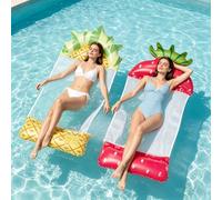 2 Pack Inflatable Pool Floats, 4 IN 1 Swimming Float Water Hammock, Portable Float Pool Lounge Chair for Adults