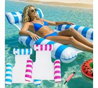2 Pack Inflatable Pool Floats, 4 IN 1 Swimming Pool Floats Hammock, Pool Inflatables for Adults, Inflatable Pool Chair for Lazy River Beach, Water Hammock, Tanning Pool Accessories
