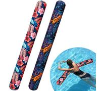 2 Pack Inflatable Pool Noodle Floats, 54'' Large Soft Thick Fabric Covered Pool Noodles, Premium Buoyancy for Lake and Swimming Pool Floating, Yellow and Green Heavy Duty Jumbo Pool Noodles 6 inch