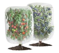 2 Pack Insect Bird Barrier Netting Mesh with Drawstring,2.6 * 3.3Inch Fruit Tree Netting Cover Bag,Garden Bug Netting Plant Cover,Tomato Protective Cover Fruits Tree Blueberry Bush Netting Cover