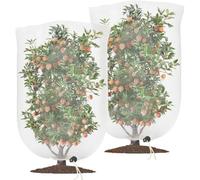 2 Pack Insect Bird Barrier Netting Mesh With Drawstring,Cherry Tomatoes Fruit Tree Netting, Garden Fruit Cage Net Cover for Tomatoes and Raspberry Plants, (80 x 80CM)