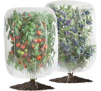 2 Pack Insect Bird Barrier Netting Mesh with Drawstring, Tomato Protective Cover Fruits Tree Blueberry Bush Netting Cover Bag, Garden Bug Netting Plant Cover for Plant Fruits Flower (1.6x 2.3m)