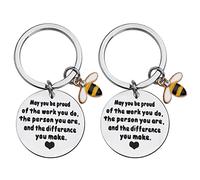 2 Pack Inspirational Keychain for Friendship & Thank You Gifts - Best Friend, Leaving Gifts for Colleagues, Nurses, Teachers & Loved Ones