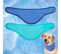 2 Pack Instant Chill Dog Cooling Bandana, PVA Evaporative Ice Neck Wrap Scarf, Adjustable Hook & Loop Pet Cooling Collar, Heatstroke Prevention Summer Essential for Small Medium Large Dogs, Navy & Gre