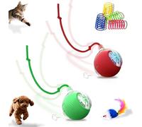 2-Pack Interactive Cat Toys Ball - 2025 New Gen with 360° Auto-Rotation Smart Obstacle Avoidance & Auto Wake-Up,Includes 2 Speedy Tail 2.0 Ropes, Ideal Kitten Toys for Bored Indoor Cats (Red & Green)