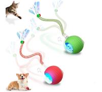 2-Pack Interactive Cat Toys Ball - 2025 New Gen with Smart Obstacle Avoidance & Auto Wake-Up,Includes 4 Speedy Tail 2.0 Ropes, Ideal Kitten Toys for Bored Indoor Cats (Red & Green)