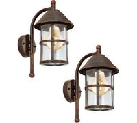 2 PACK IP23 Outdoor Wall Light Antique Brown Zinc Plated Steel 1x 60W E27 Loops Metallics One Size