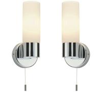 Loops 2 PACK IP44 Bathroom Wall Light Chrome & Frosted Glass Shade Modern Lamp Fitting in Clear Loops Clear