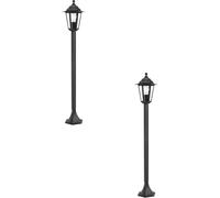 2 PACK IP44 Outdoor Bollard Light Black Cast Aluminium 60W E27 Tall Lamp Post Loops Black One Size
