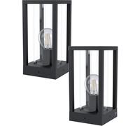 Loops 2 PACK IP44 Outdoor Bollard Light Black Cast Aluminium Box 40W E27 Lamp Post