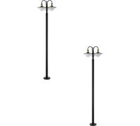 2 PACK IP44 Outdoor Bollard Light Black & Gold Curved Lamp Post 3x 60W E27