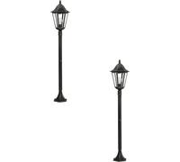 Loops 2 PACK IP44 Outdoor Bollard Light Black & Silver Lantern 1200mm Post 60W E27 Loops Black
