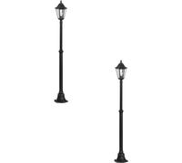 Set Of 2 Ip44 Outdoor Black And Silver Bollard Lights - 2000mm 60W E27 Lanterns For Pathways