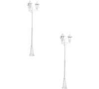 2 PACK IP44 Outdoor Bollard Light White Aluminium Lantern 3 Arm 60W E27 Post