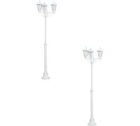 2 PACK IP44 Outdoor Bollard Light White Aluminium Lantern 3 Arm E27 Lamp Post Loops White One Size