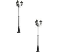 2 Pack Ip44 Outdoor Bollard Lights In Black And Silver Patina - Modern Aluminium Design