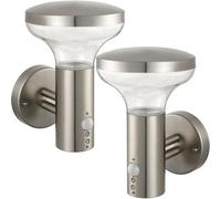 2 PACK IP44 Outdoor LED Lamp Stainless Steel Wall PIR Light Porch Cool White