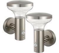 Loops 2 PACK IP44 Outdoor LED Lamp Stainless Steel Wall PIR Light Porch Cool White Loops White