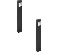 2 Pack Ip44 Outdoor Led Pedestal Lights In Anthracite - Modern Square Design