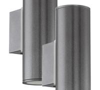 2 PACK IP44 Outdoor Wall Light Anthracite Zinc Plated Steel 2x 3W GU10