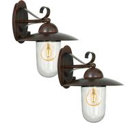 2 PACK IP44 Outdoor Wall Light Antique Brown Steel Fisherman Lamp 1x 60W E27