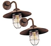 2 PACK IP44 Outdoor Wall Light Antique Copper Shade Fisherman Lamp 60W E27