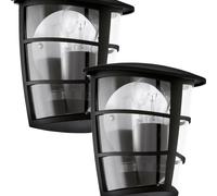 2 PACK IP44 Outdoor Wall Light Black Modern Lantern 1x 60W E27 Porch Lamp