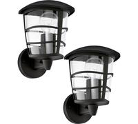 2 PACK IP44 Outdoor Wall Light Black Modern Lantern 1x 60W E27 Porch Lamp
