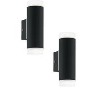 2 PACK IP44 Outdoor Wall Light Black Up & Down Light 2x 5W GU10 Porch Lamp