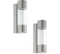 2 Pack Ip44 Outdoor Wall Light In Stainless Steel And Glass - Modern 3.7W Led Porch Lamp