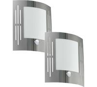 2 PACK IP44 Outdoor Wall Light & PIR Motion Sensor Stainless Steel 60W E27