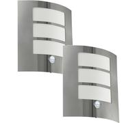 2 PACK IP44 Outdoor Wall Light & PIR Motion Sensor Stainless Steel 60W E27