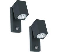2 PACK IP44 Outdoor Wall Light & PIR Sensor Anthracite Aluminium 5W LED
