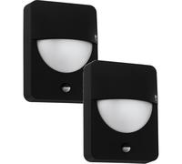 2 PACK IP44 Outdoor Wall Light & PIR Sensor Cast Aluminium 1x 28W E27 Bulb Loops Multi One Size