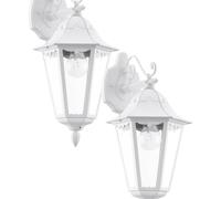 2 PACK IP44 Outdoor Wall Light White Traditional Lantern 60W E27 Porch Lamp