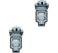 2 PACK IP66 Outdoor 1 Gang Switch & Socket Enclosure - Waterproof Garden Box - Weatherproof Mains Lighting Switch